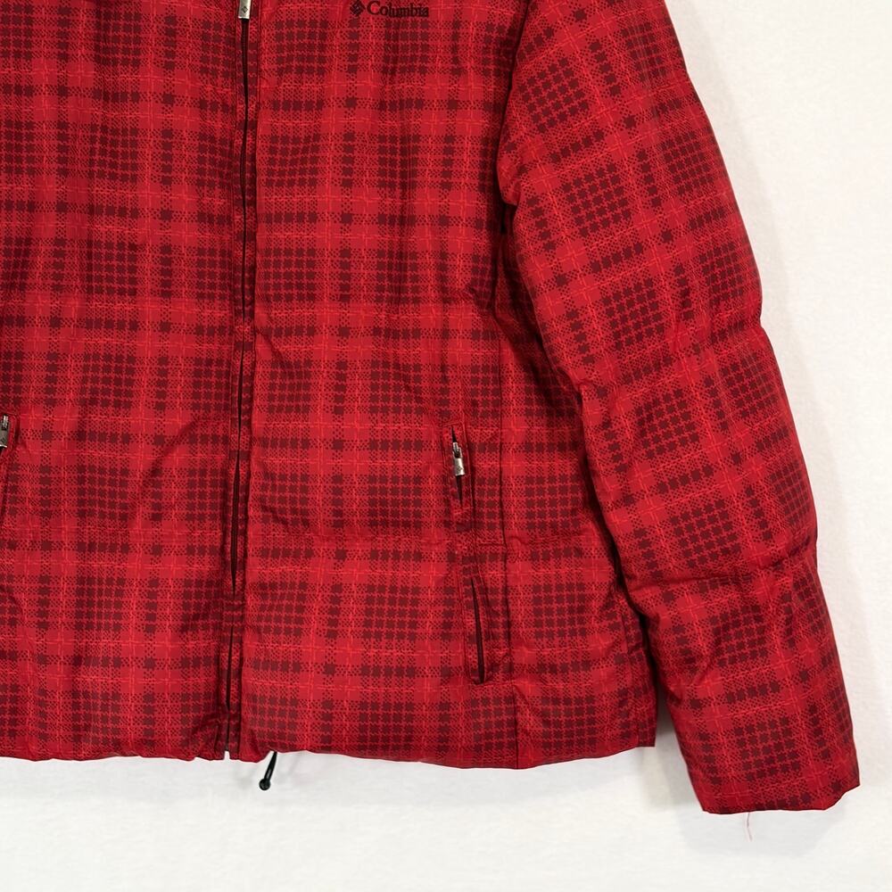 Columbia Winter Jacket Womens XL Red Plaid Down Feather Puffer Coat - Picture 9 of 12